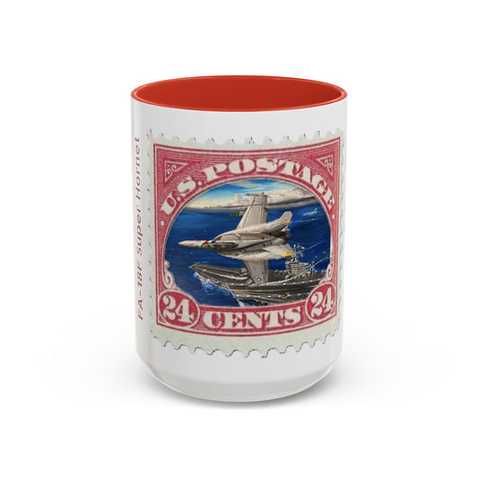 Vintage Postage Stamp Coffee Mug, FA-18F, Retro Gift for Collectors, Unique Home Decor, Perfect for Travelers, Ideal for Coffee Lovers