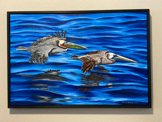 Original Oil Painting-“Pelican Summer”